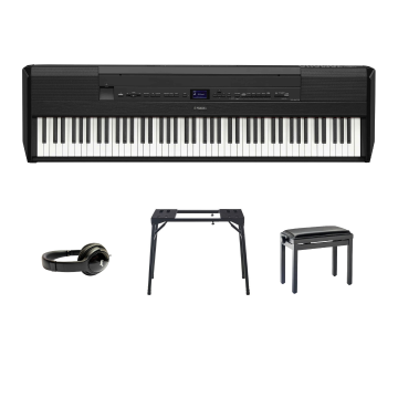 Yamaha P-525 BUNDEL B Zwart gesatineerd